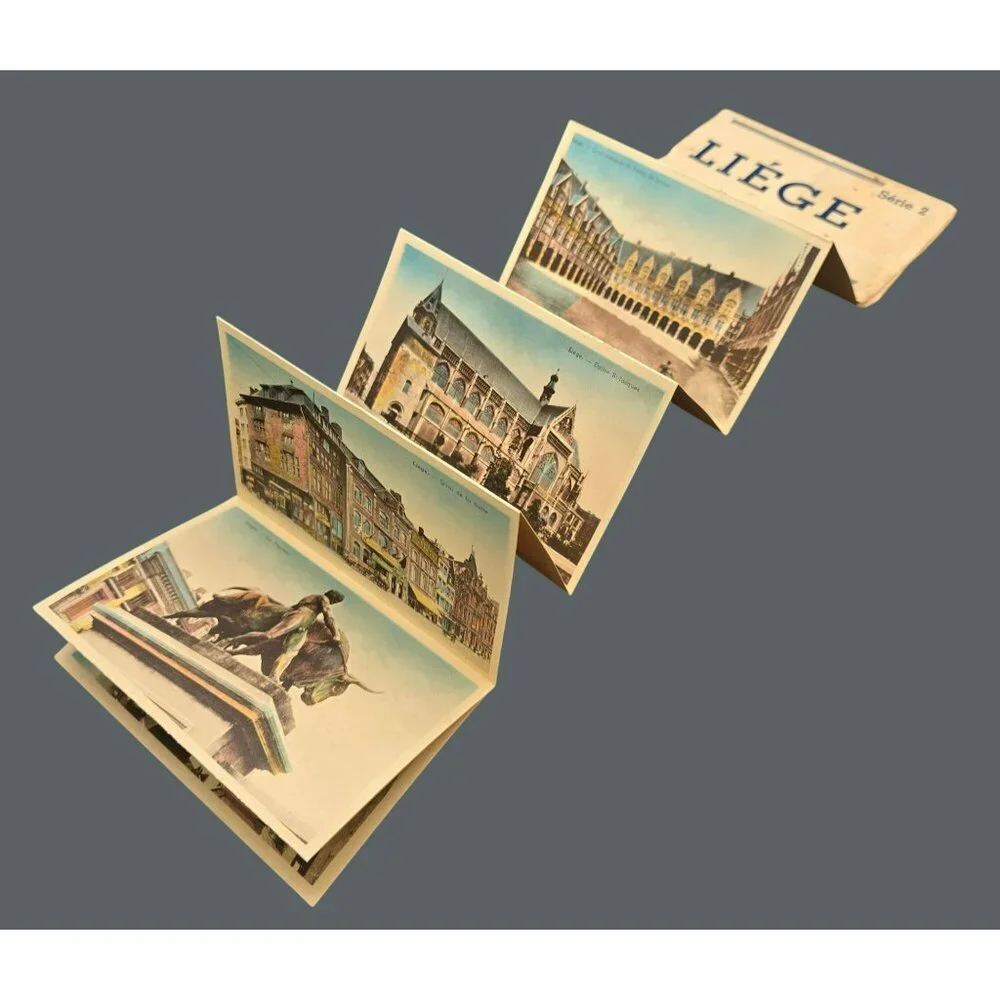Vintage Liège Série 2 10 Colorized Postcard Views Accordion Set CR2007